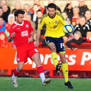 Battling for Supremacy: Cole Skuse vs. Matt Tubbs in FA Cup Clash between Crawley Town and Bristol City (07/01/2012)
