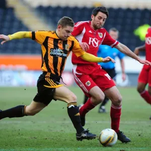 Print of a football match scene featuring Cole Skuse and Andy Dawson