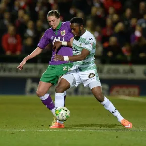 Battling for Supremacy: Luke Ayling vs Gozie Ugwu in Yeovil Town vs Bristol City Football Match, 2015