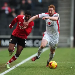 MK Dons vs. Bristol City Print - Mark Little and Dean Lewington in Action MK Dons vs. Bristol City Print - Mark Little and Dean Lewington in Action