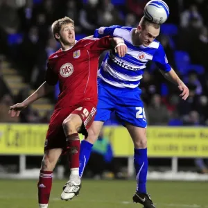 Print of Alex Pearce battling Jon Stead in the Championship match