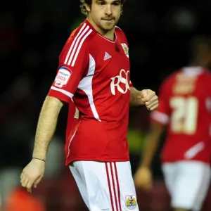 Brett Pitman of Bristol City Faces Off Against Leicester City at Ashton Gate Stadium, 2012