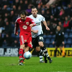 Brett Pitman Print - Championship Goal Attempt at Deepdale Stadium Brett Pitman Print - Championship Goal Attempt at Deepdale Stadium