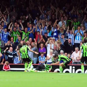 Brighton's Ashley Barnes Celebrates Championship Win against Bristol City (10-09-2011)