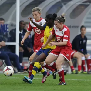 Bristol Academy WFC vs Arsenal Ladies: Intense Moment as Loren Dykes Holds Back Danielle Carter