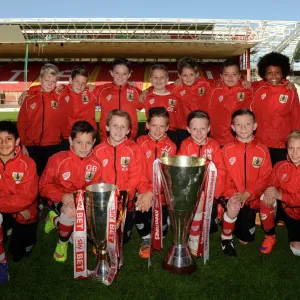 Bristol City Academy Players Celebrate with Trophies Print Bristol City Academy Players Celebrate with Trophies Print