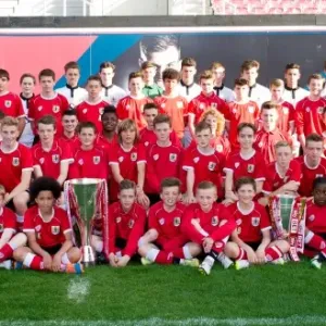 Bristol City Academy Players Celebrate with Trophies Print Bristol City Academy Players Celebrate with Trophies Print