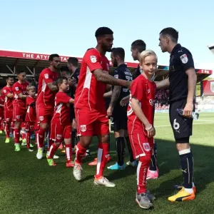 Bristol City and Barnsley Mascots Lead Out Teams at Ashton Gate, Sky Bet Championship (220417)