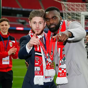 Bristol City Celebrate 2-0 Johnstones Paint Trophy Victory over Walsall: Wes Burns and Karleigh Osborne Rejoice