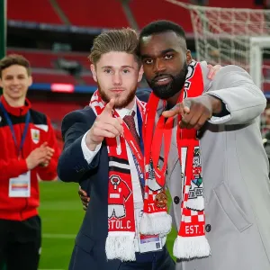 Bristol City Celebrate 2-0 Johnstones Paint Trophy Victory over Walsall: Wes Burns and Karleigh Osborne Rejoice
