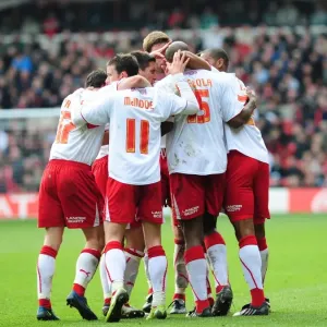 Bristol city celebrate Dele Adebola goal