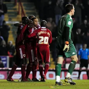 Bristol City Celebrate Own Goal: 2-0 Lead Over Portsmouth, Championship 2011 (Bristol City v Portsmouth)