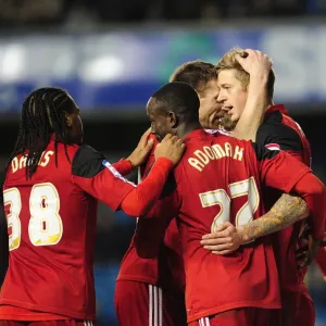 Bristol City Celebrate Jon Stead's Goal Against Millwall in Championship Match, 2013
