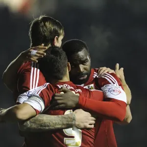 Bristol City Celebrates: Sam Baldock Scores the Winning Goal Against Leyton Orient (November 2013)