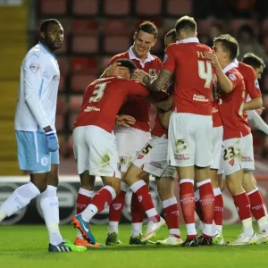 Bristol City Celebrates Win: Derrick Williams Scores the Game-winning Goal Against Coventry City at Ashton Gate Stadium