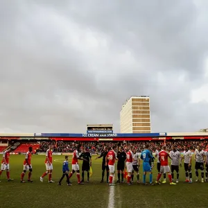 Bristol City and Crewe Alexandra Players Shake Hands Print