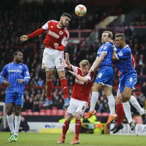 Bristol City Defender Derrick Williams Heading a Corner at Ashton Gate, Bristol, 2014