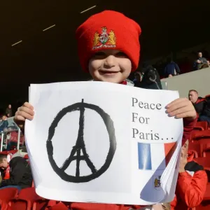 Bristol City Fan Honors Paris with Peace Sign at Ashton Gate during Bristol City vs Hull City Match, 2015 Bristol City Fan Honors Paris with Peace Sign at Ashton Gate during Bristol City vs Hull City Match, 2015