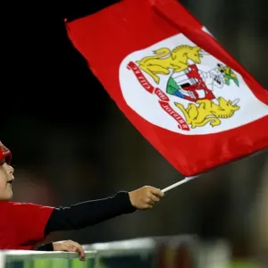 Bristol City Fan Waves Flag at Wycombe Wanderers Match, EFL League Cup