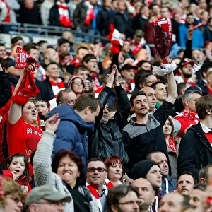 Bristol City Fans Celebrate 2-0 Lead with the Iconic Bristol Wave at Wembley Stadium, 2015