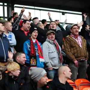 Bristol City Fans Cheering at Bloomfield Road during Npower Championship Match against Blackpool (2013)