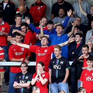 Bristol City Fans Cheering at Pirelli Stadium during Sky Bet Championship Match against Burton Albion