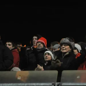 Bristol City Fans Cheering Print at Priestfield Stadium Bristol City Fans Cheering Print at Priestfield Stadium