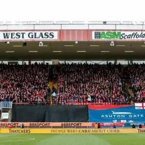 Bristol City Fans Donning Scarves in Anticipation at Ashton Gate Stadium, 2015 Bristol City Fans Donning Scarves in Anticipation at Ashton Gate Stadium, 2015