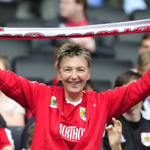 Bristol City Fan's Excitement at Stadium MK during Milton Keynes Dons vs. Bristol City, Sky Bet League One Match (August 24, 2013)