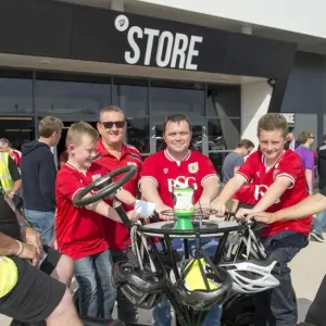 Bristol City Fans Ride for a Cause: Seven-Seater Bike Demonstration at Ashton Gate Stadium for Children's Hospice South West