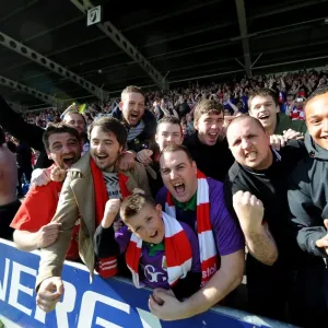 Bristol City Fans Triumphant Celebration at Proact Stadium during Chesterfield vs. Bristol City Football Match, Sky Bet League One (25.04.2015)