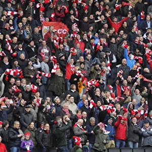 Bristol City Fans Unite: Waving Scarves at MK Dons Match, February 2015