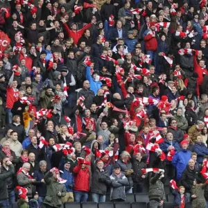 Bristol City Fans Unite: Waving Scarves at MK Dons Match, February 2015 Bristol City Fans Unite: Waving Scarves at MK Dons Match, February 2015
