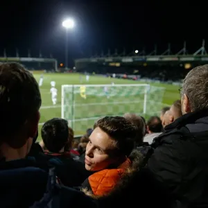 Bristol City Fans Watch Intently at Yeovil Town vs. Bristol City Football Match, Sky Bet Football League One, 2015