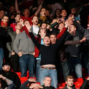 Bristol City Fans Watch Tense Moments at Barnsley's Oakwell Stadium, 2014 Bristol City Fans Watch Tense Moments at Barnsley's Oakwell Stadium, 2014