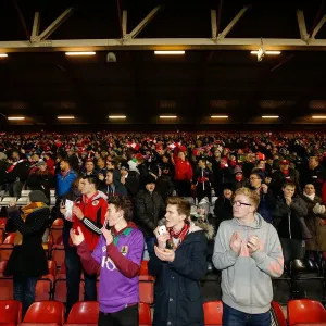 Bristol City Fans Welcome Team at Ashton Gate Stadium, Johnstones Paint Trophy Southern Area Final Second Leg (Bristol City v Gillingham)