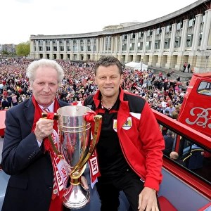 Bristol City FC: Champions Triumph - Manager Steve Cotterill and Chairman Keith Dawe with the Sky Bet League One Trophy Amid Thousands of Ecstatic Fans