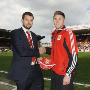 Bristol City FC: Jon Lansdown Presents Wales Age Group Caps to Players during Half Time at Ashton Gate, 2013 (Bristol City vs. Huddersfield, Championship)