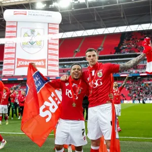 Bristol City FC: Korey Smith and Aden Flint Celebrate Johnstones Paint Trophy Victory