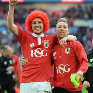 Bristol City FC: Luke Ayling and Scott Wagstaff Celebrate Johnstone Paint Trophy Victory over Walsall at Wembley Stadium