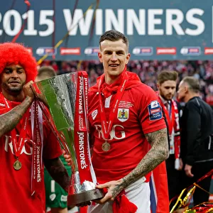 Bristol City FC: Mark Little and Aden Flint Celebrate Johnstones Paint Trophy Victory over Walsall (22/03/2015)