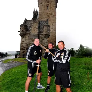 Bristol City FC: McInnes, Docherty, and Spink at the Wallace Monument during Scotland Tour Pre-Season Training