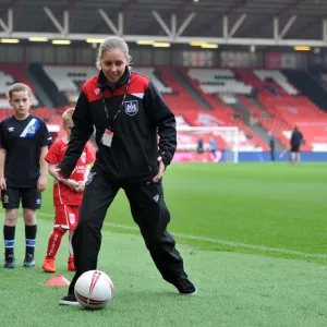 Bristol City FC: Vicky Barlow Teaches Ball Control to Youngsters during Bristol City v Blackburn Rovers Match