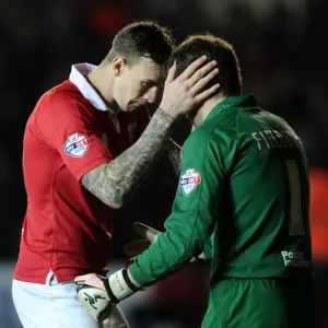 Bristol City Print: Frank Fielding and Aden Flint Pre-Kickoff Moment Bristol City Print: Frank Fielding and Aden Flint Pre-Kickoff Moment