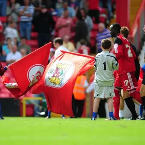 Bristol City Flag Bearers at Ashton Gate Stadium during Championship Match Bristol City Flag Bearers at Ashton Gate Stadium during Championship Match