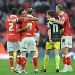 Bristol City Football Club: Korey Smith and Wade Elliott Celebrate Johnstone's Paint Trophy Victory at Wembley Stadium