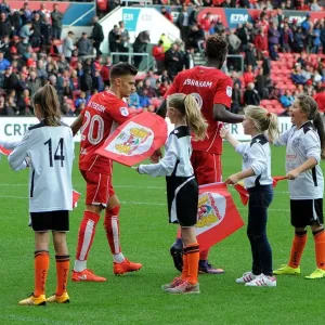 Bristol City FC Print: Jamie Paterson and Tammy Abraham with Portishead Town Flag Bearers
