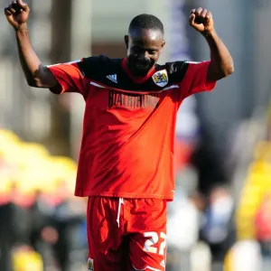 Bristol City FC Print: Albert Adomah Celebrates with Fans at Vicarage Road