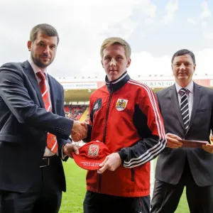 Bristol City Football Club: MD Jon Lansdown Presents Wales Age Group Caps to Players during Half Time at Ashton Gate (Bristol City vs Huddersfield, Championship)