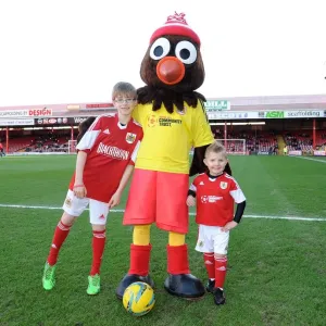 Bristol City FC Print - Mascots with Scrumpy at Ashton Gate